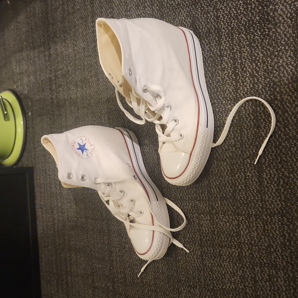 Converse- white, glittery, inside platform heel